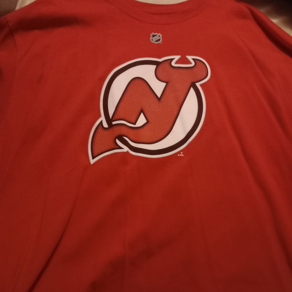 Reebok New Jersey Devils Martin Broduer Red Graphic Men's T-shirt